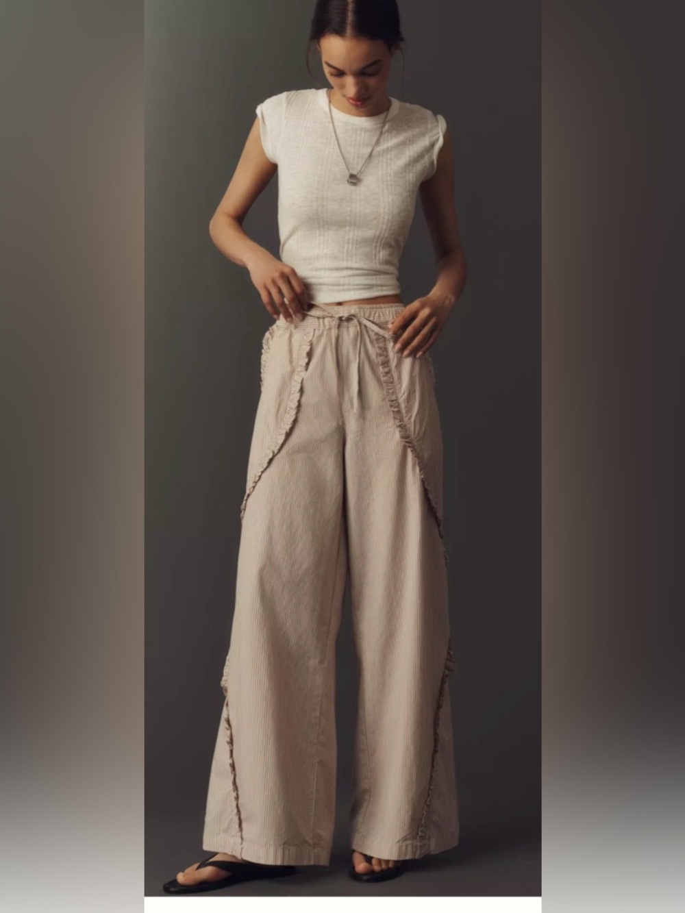 Pilcro Ruffle Easy Wide-Leg Pull-On Pants